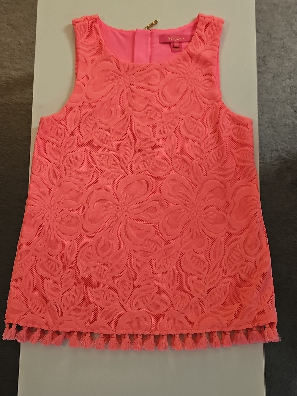 NWOT Lilly Pulitzer Coral Lace Top with Tassel Detail